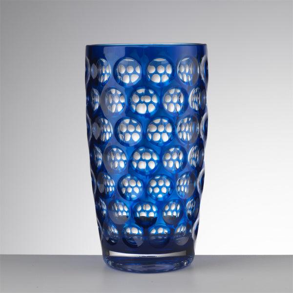 tumbler Lente alto blu Mario Luca Giusti in acrilico effetto vetro molato, design italiano elegante, disponibile in vari colori su marikadepaola.it