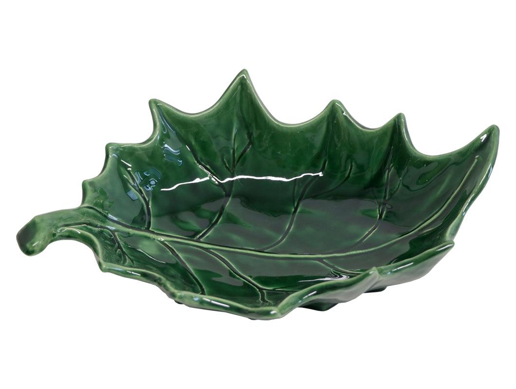 Ceramic Holly Leaf Bowl, Color: Green