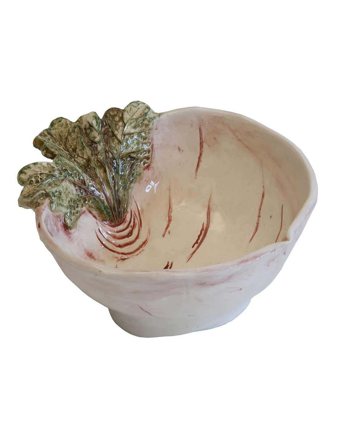 Ciotola in ceramica artigianale a forma di ravanello con foglie scolpite – Virginia Casa