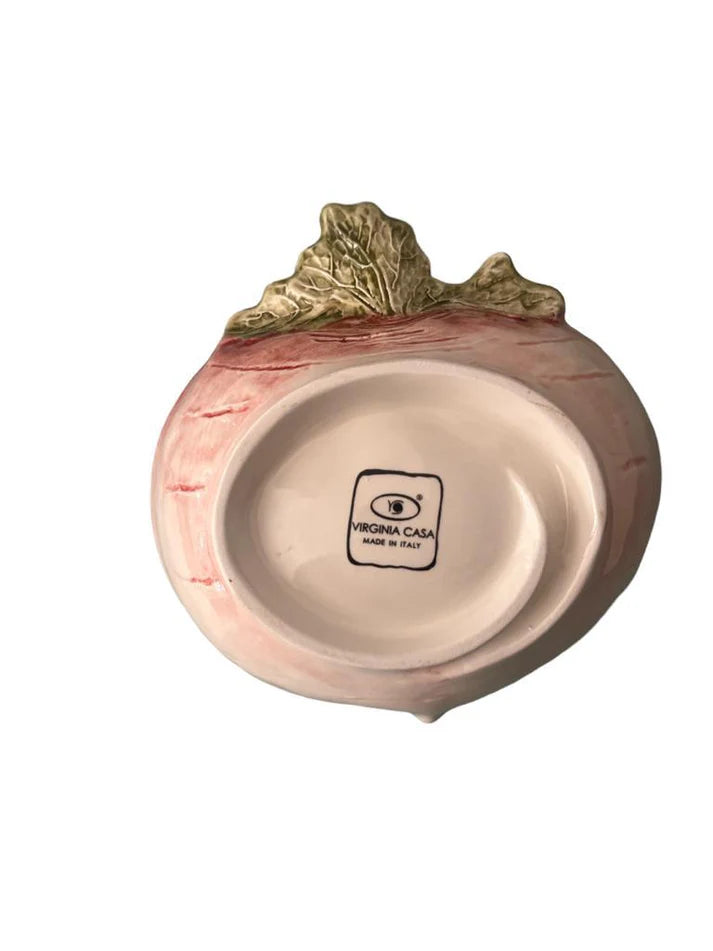Fondo ciotola a forma di ravanello in ceramica con logo Virginia Casa Made in Italy