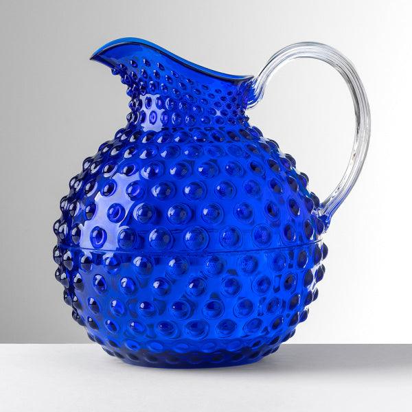 Brocca Sister Rosetta blu di Mario Luca Giusti in cristallo acrilico, design sfaccettato elegante, utilizzabile come brocca o vaso decorativo