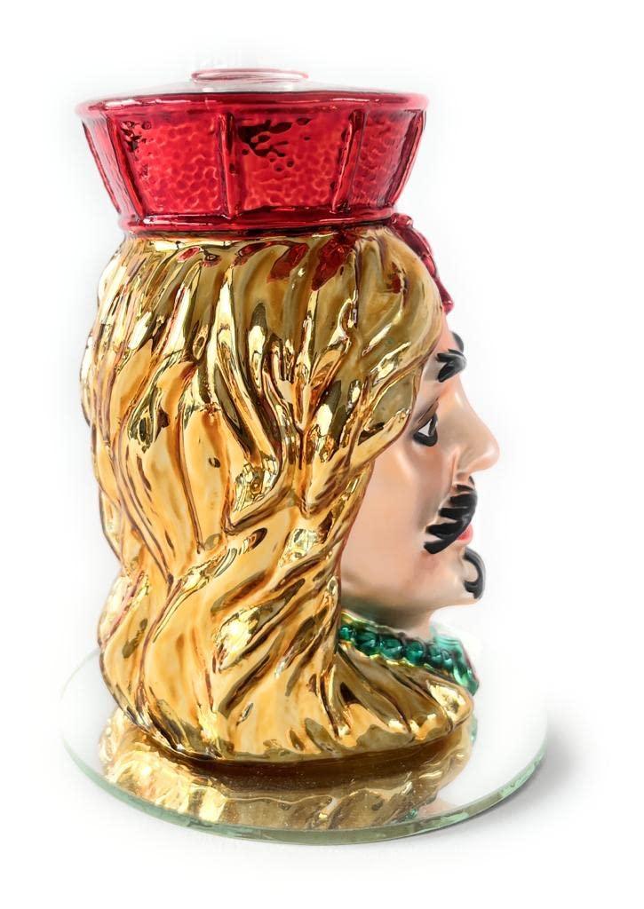 Lato sinistro candelabro siciliano Moro uomo, artigianato decorativo in stile barocco con finiture dorate