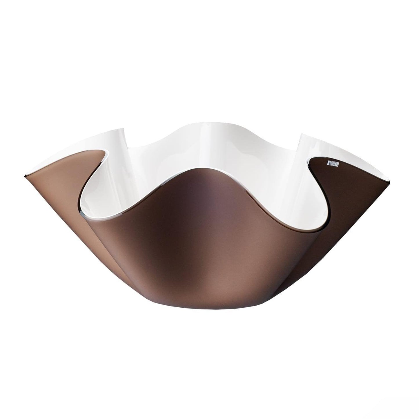 Centrotavola Vesta in acrilico marrone con interno bianco, elegante e artigianale, perfetto per ambienti caldi e naturali