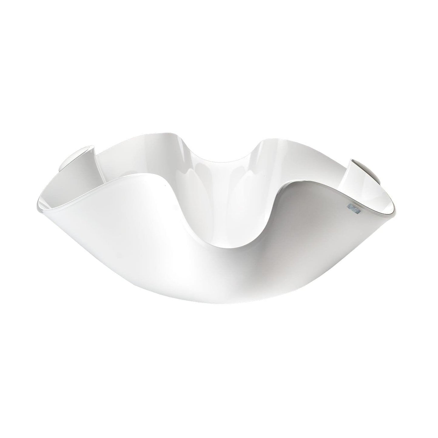 Centrotavola porta bottiglie Vesta in acrilico bianco interno bianco lucido, lavorato a mano in Italia, dal design scultoreo ed elegante