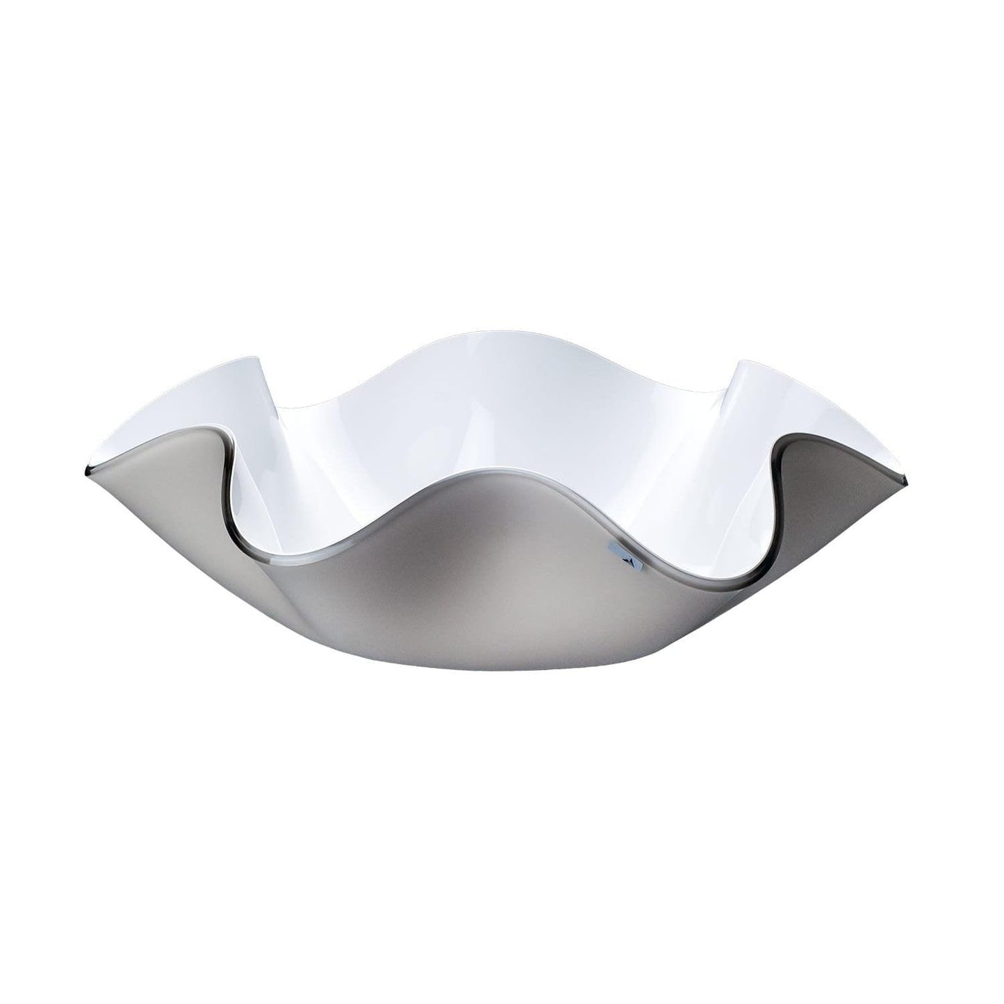 Centrotavola Vesta in acrilico tortora con interno bianco, forma ondulata elegante, made in Italy
