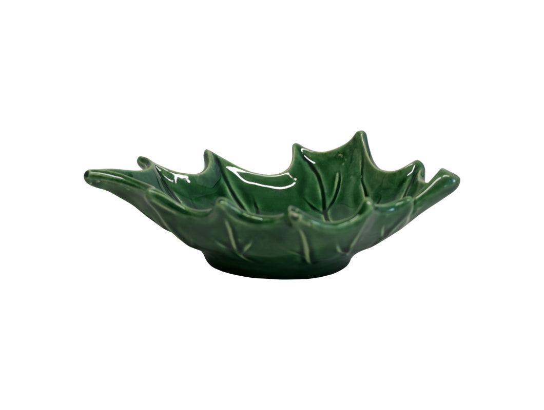 Mini coppetta Virginia Casa in ceramica verde a forma di foglia per aperitivi e dolcetti