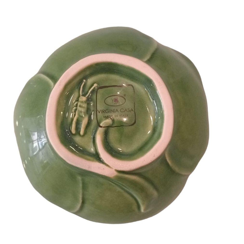 Coppetta Quadrifoglio Virginia Casa Ø18 cm in ceramica artigianale italiana, forma quadrifoglio vista sotto