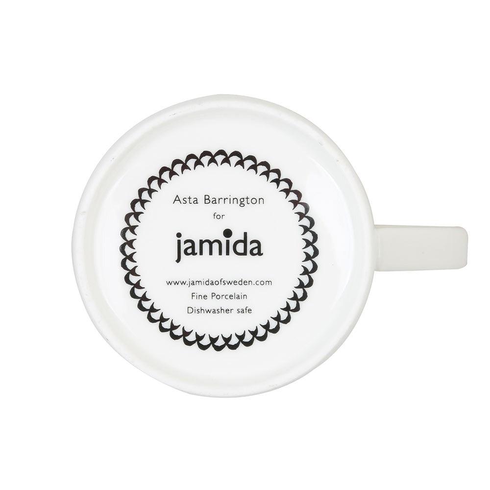 Dettaglio del fondo della tazza Asta Jamida in ceramica, con marchio originale inciso.