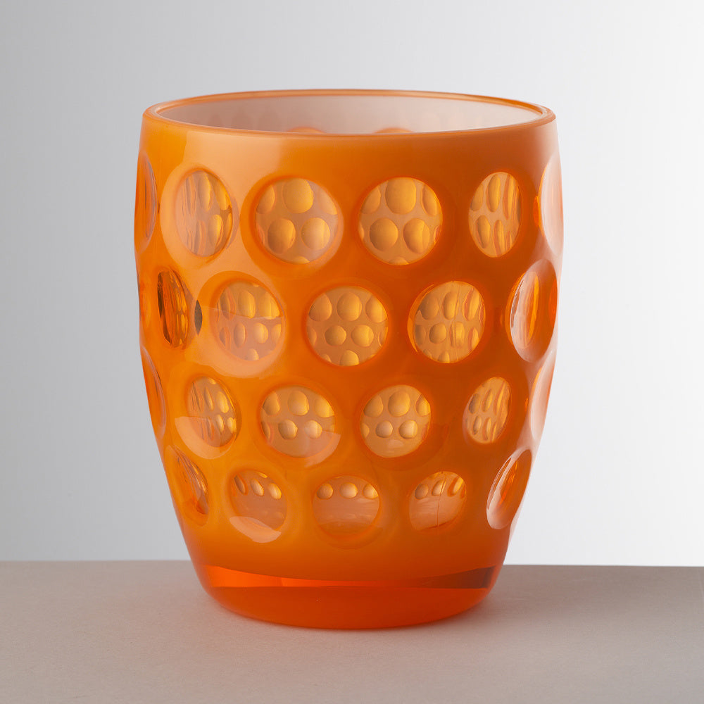 tumbler Lente basso arancio interno bianco Mario Luca Giusti in acrilico, design elegante e infrangibile, perfetto per tavole estive di charme