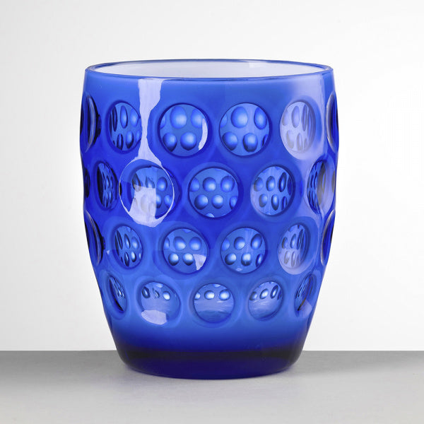 tumbler Lente basso blu interno bianco Mario Luca Giusti in acrilico, design elegante e infrangibile, perfetto per tavole estive di charme