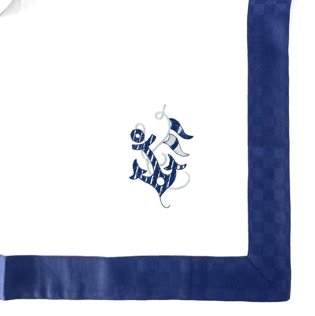 Burazzo singolo con bordo blu, abbinabile alla tovaglia marinaro