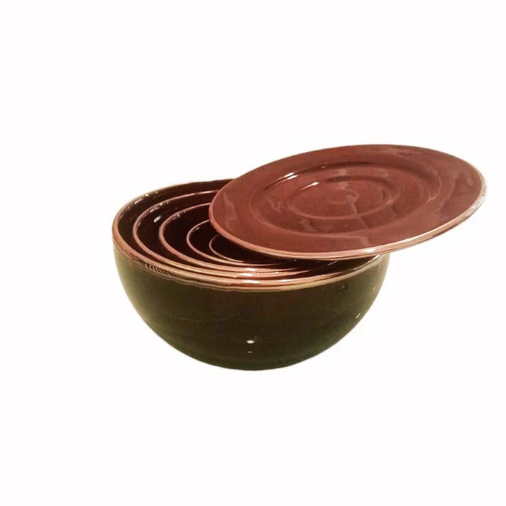Set di ciotole in ceramica smaltata nero con bordo platino aperte per antipasti e aperitivi raffinati
