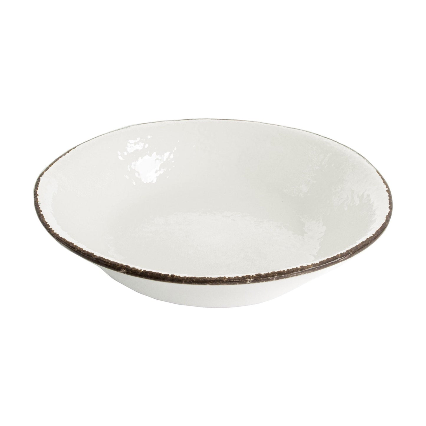 Piatto fondo Preta in ceramica color bianco Arcucci Trade, effetto pietra, smalto lucido e bordo rifinito a mano