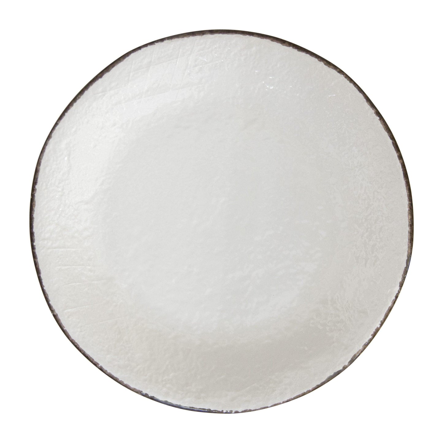 Piatto dessert Preta in ceramica color bianco Arcucci Trade, effetto pietra, smalto lucido e bordo rifinito a mano