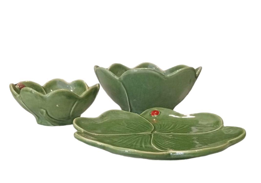 Assiette à fruits/dessert trèfle à quatre feuilles, faite à la main, diamètre 23 cm