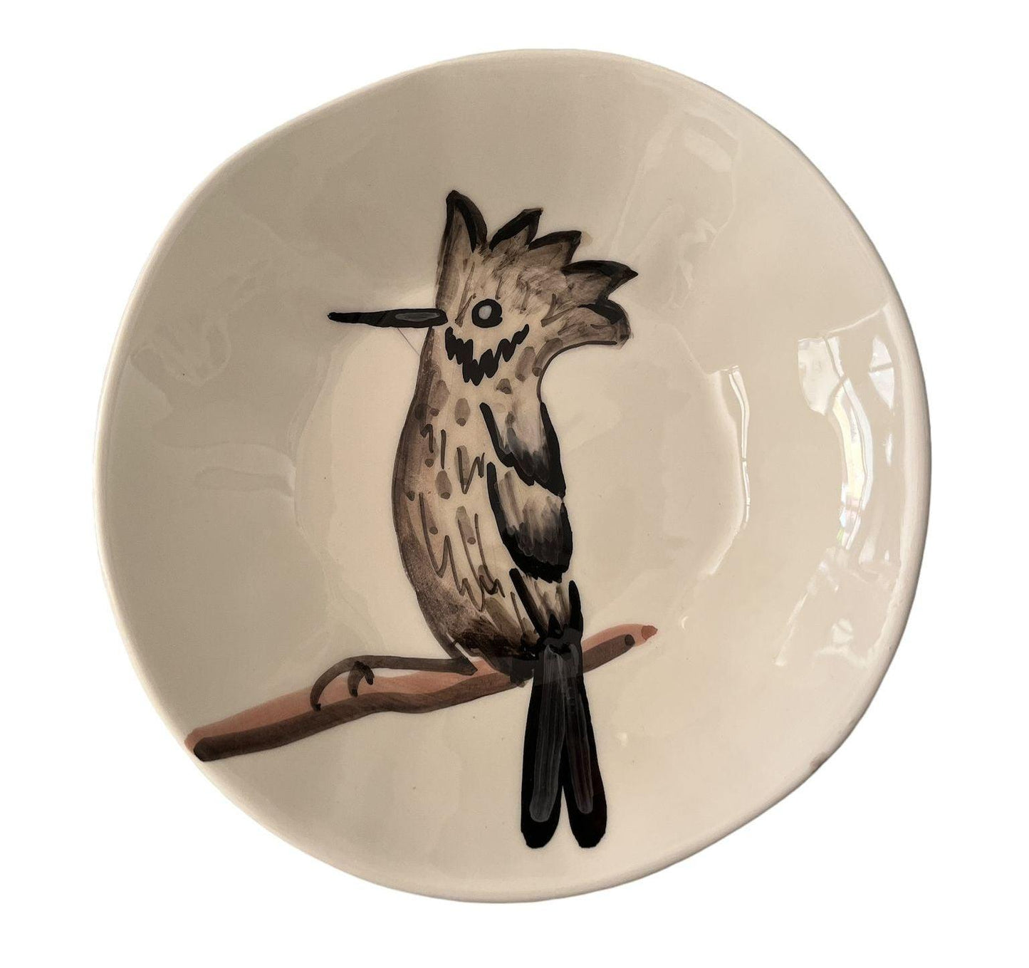 Piatto fondo in ceramica con upupa dipinta a mano – linea Selva Virginia Casa