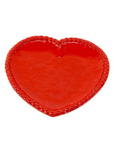 Piatto decorativo in ceramica a forma di cuore Virginia Casa, rosso artigianale