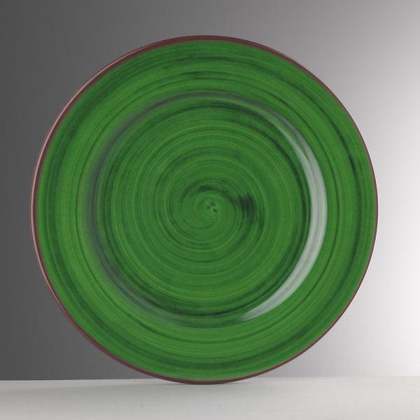 Piatto piano verde Saint Tropez di Mario Luca Giusti in melamina con finitura effetto pennellato