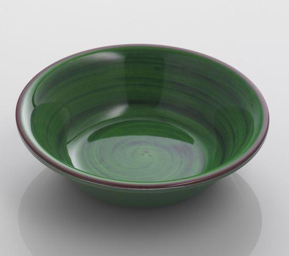 Piatto fondo verde Saint Tropez di Mario Luca Giusti in melamina con finitura effetto pennellato