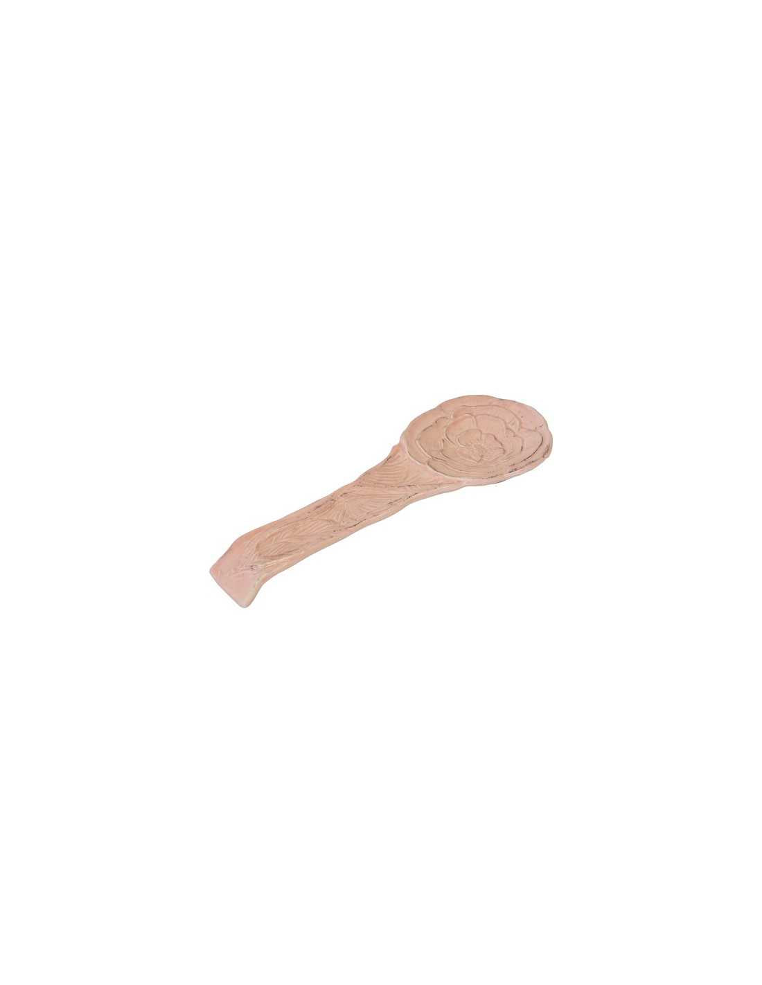 Poggia mestolo rosa pesca Virginia Casa, linea Romantica 29 cm in ceramica smaltata.