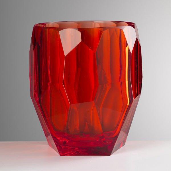 Antartica color rosso di Mario Luca Giusti, porta bottiglie o vaso in cristallo acrilico sfaccettato, elegante e resistente