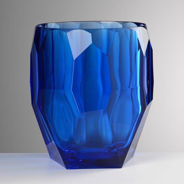 Antartica color blu di Mario Luca Giusti, porta bottiglie o vaso in cristallo acrilico sfaccettato, elegante e resistente