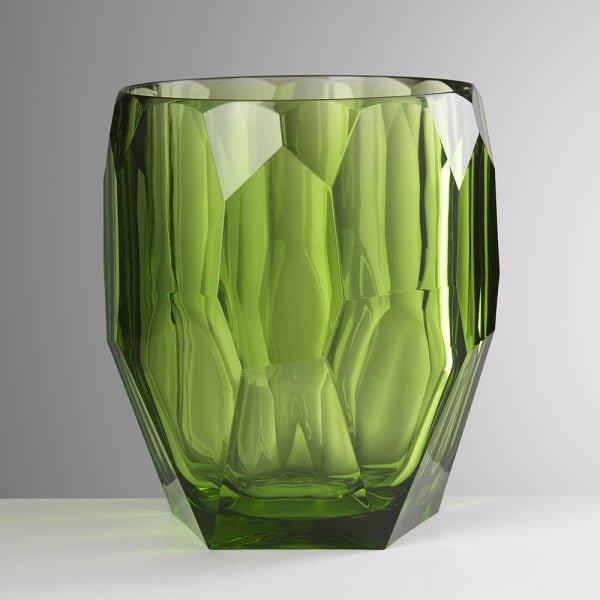 Antartica color verde di Mario Luca Giusti, porta bottiglie o vaso in cristallo acrilico sfaccettato, elegante e resistente