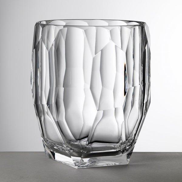 Antartica color trasparente di Mario Luca Giusti, porta bottiglie o vaso in cristallo acrilico sfaccettato, elegante e resistente