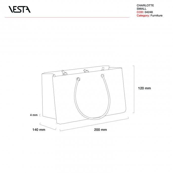 Charlotte Small Shopper Support de rangement (moderne transparent) en cristal acrylique, Vesta