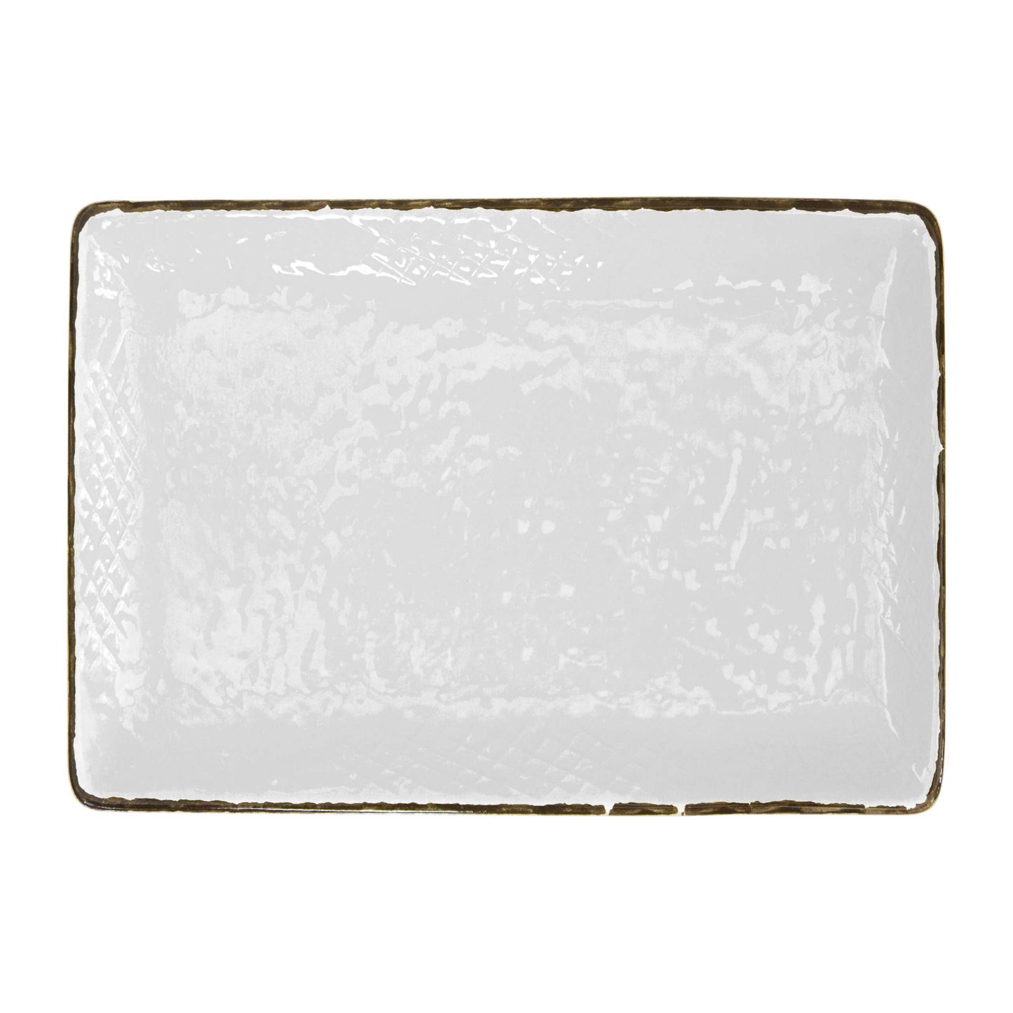 Vassoio rettangolare bianco in ceramica artigianale Preta Arcucci, materico, lavabile in lavastoviglie e adatto al microonde