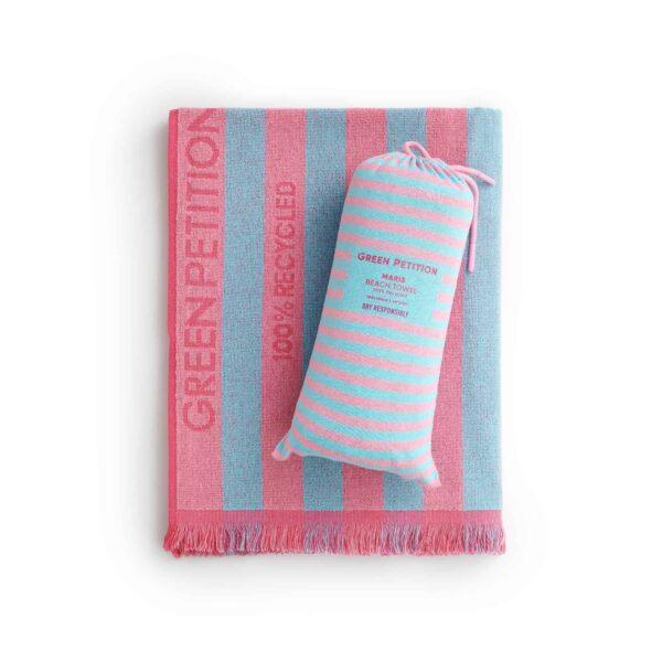 Beach towel model MARIS 180 cm x 100 cm by Green Petition, Color: CANDY (pink / blue-grey)