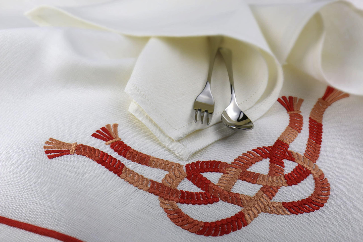 Rectangular tablecloth with 12 napkins, Pure Linen, handmade product made in Italy