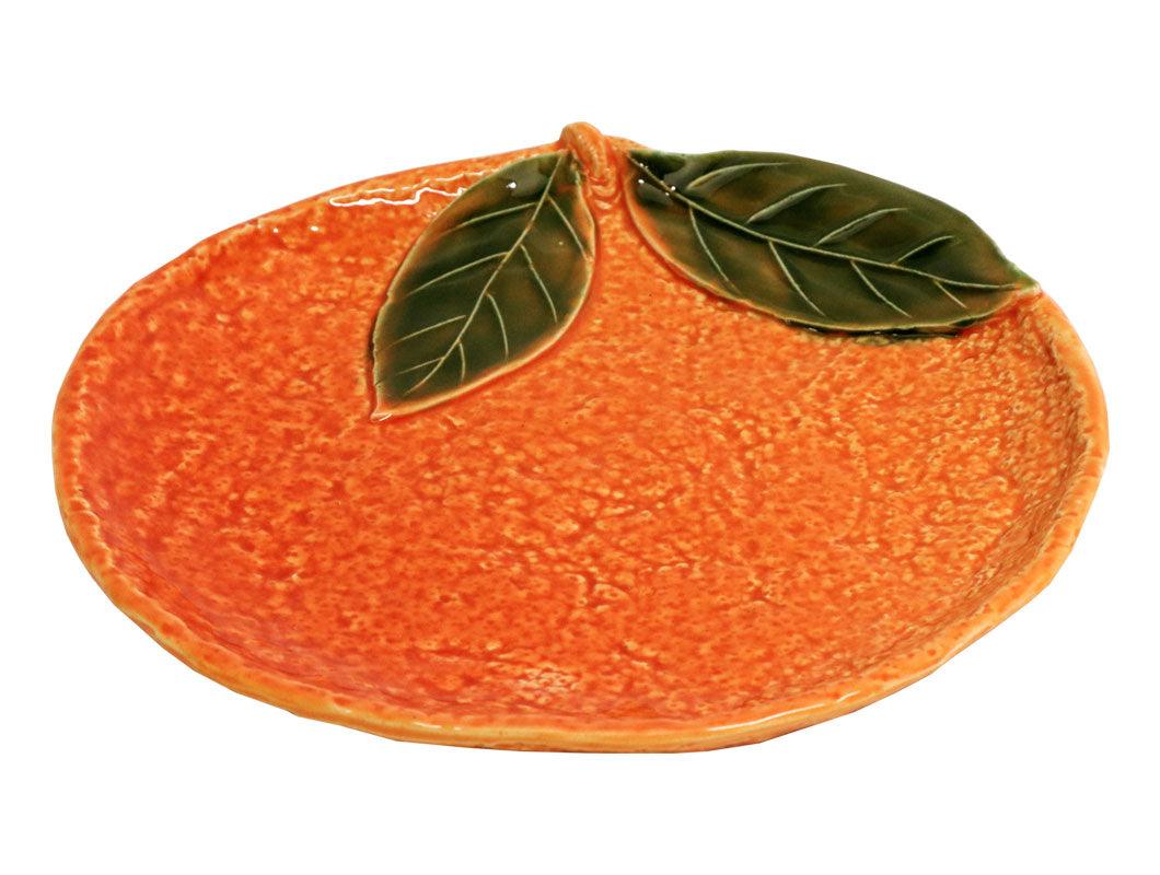 Vassoio in ceramica a forma di arancia grande, Linea Agrumi Virginia Casa, artigianato toscano.