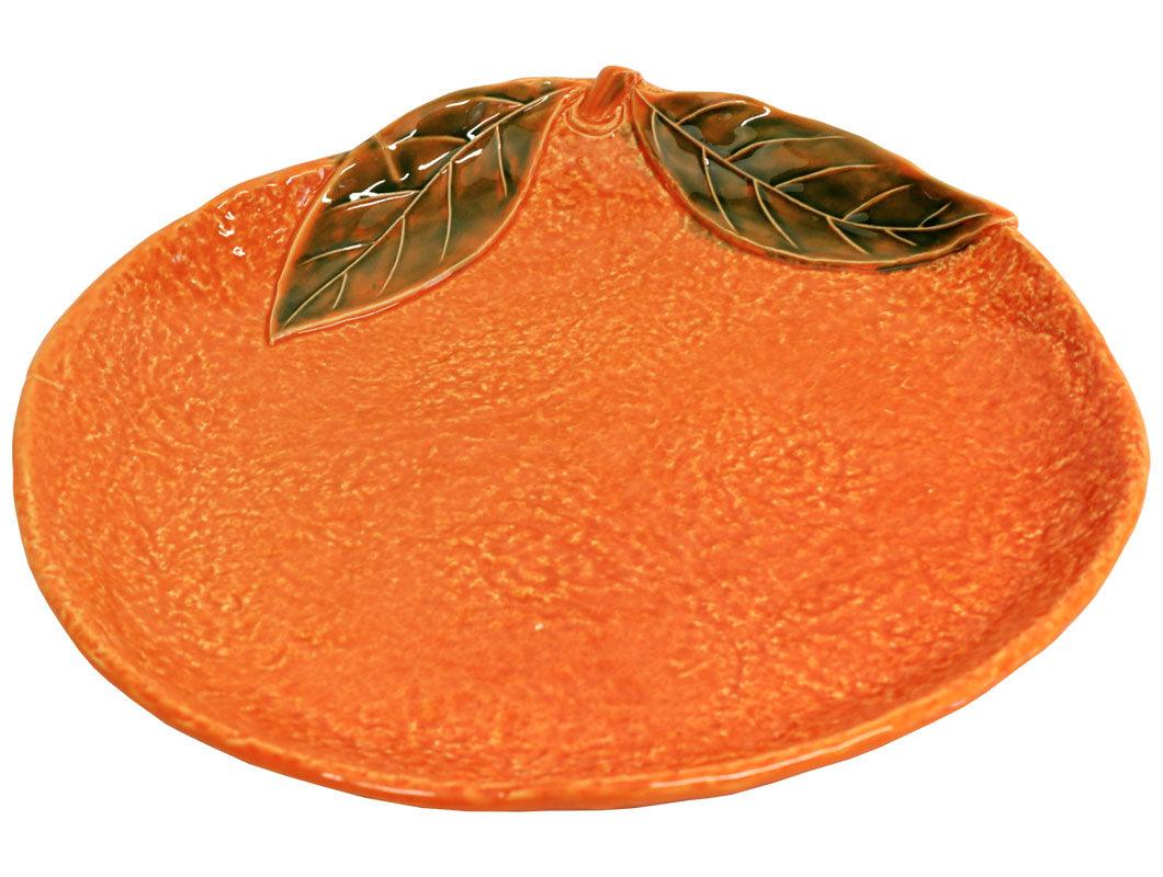 Vassoio in ceramica a forma di arancia grande, Linea Agrumi Virginia Casa, artigianato toscano.