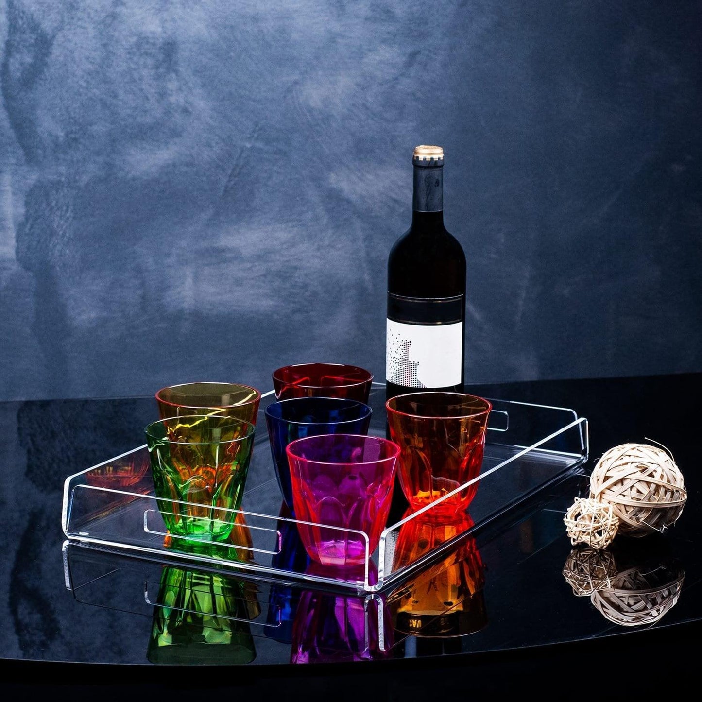 Large tray Like Water line in acrylic crystal - Vesta collection (45 cm x 31 cm)