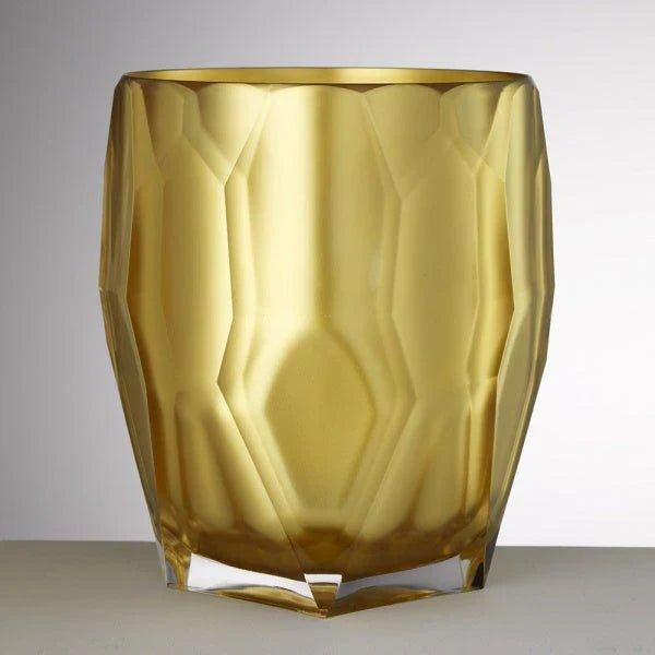 Antartica color oro di Mario Luca Giusti, porta bottiglie o vaso in cristallo acrilico sfaccettato, elegante e resistente