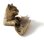 Dettaglio laterale del vuota tasche con gatto che afferra pesce