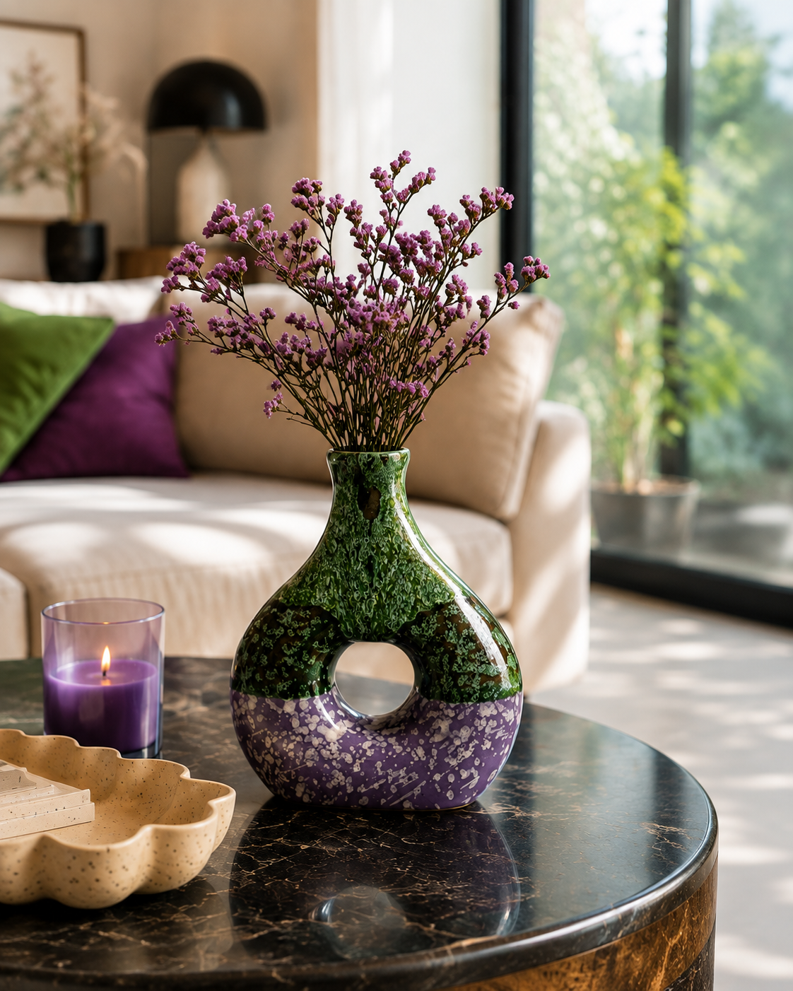 Vase en céramique bicolore : un design compact et élégant pour votre intérieur