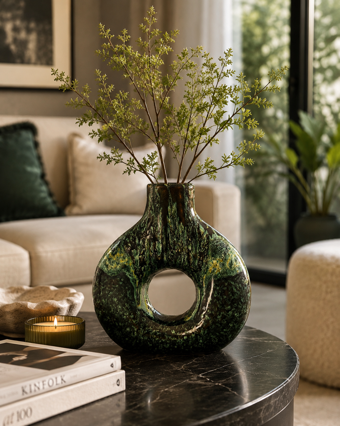 Vaso Green Wave in ceramica: design artistico per una casa elegante