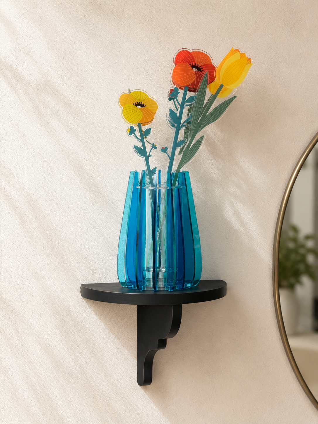 Mensola a Parete in Legno Meander – Nera 30 cm