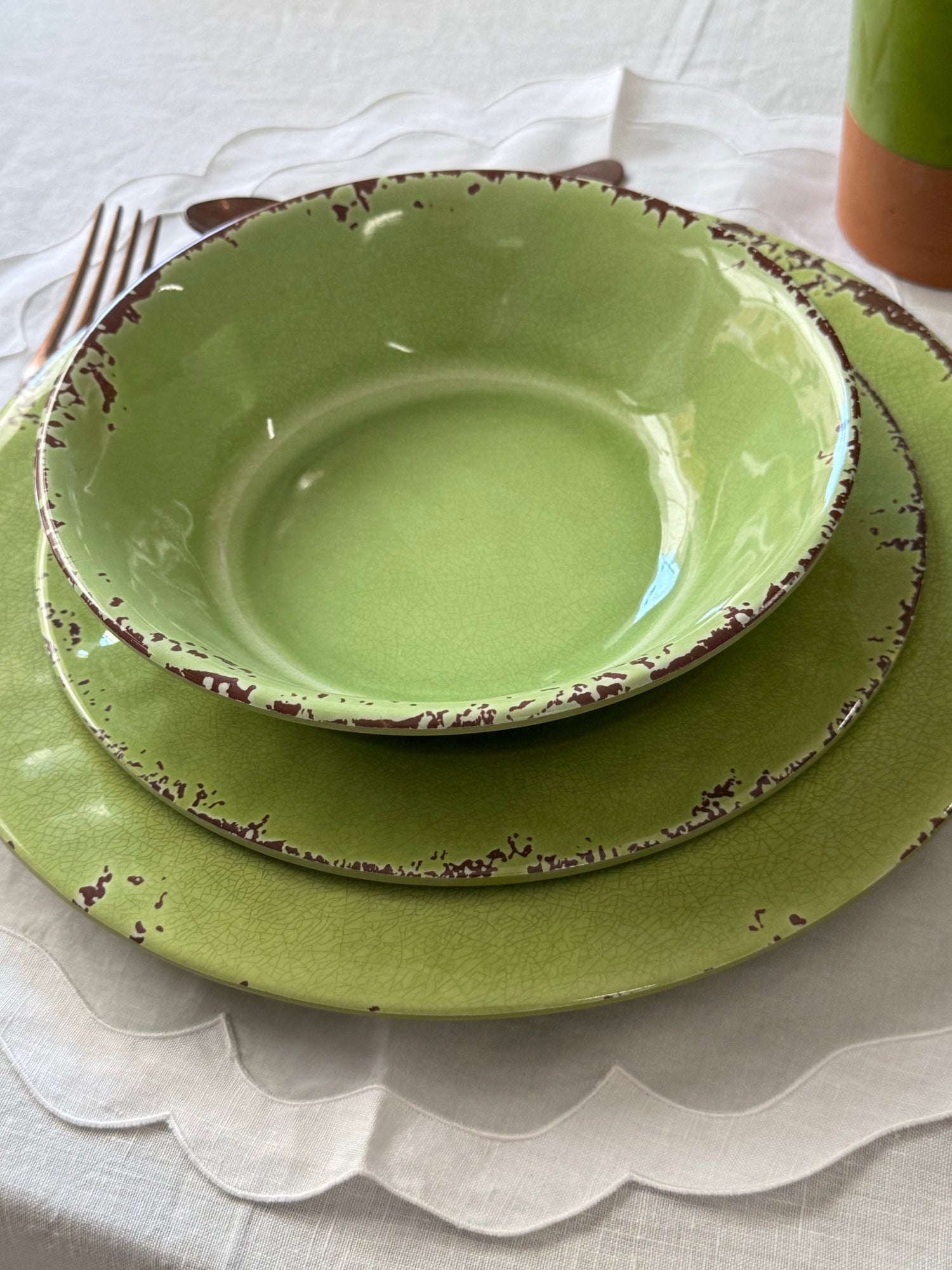 Piatti in Melamina Verde Effetto Craquelé – Au Bain Marie