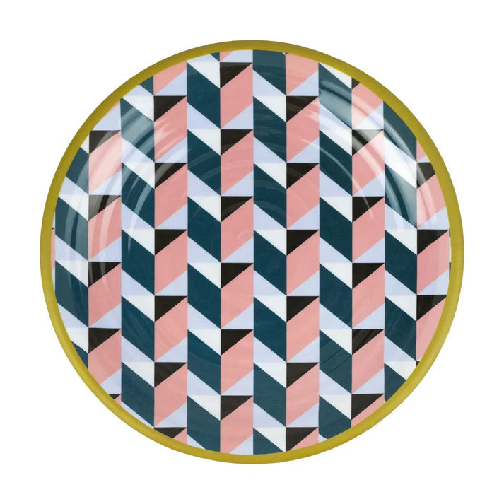 Piatto dessert Modern Vesta in melamina con pattern geometrico moderno, leggero e infrangibile, ideale per dolci e colazioni