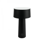 Lampada Mush Vesta da tavolo ricaricabile, nera con luce soffusa e design minimal per interni ed esterni raffinati