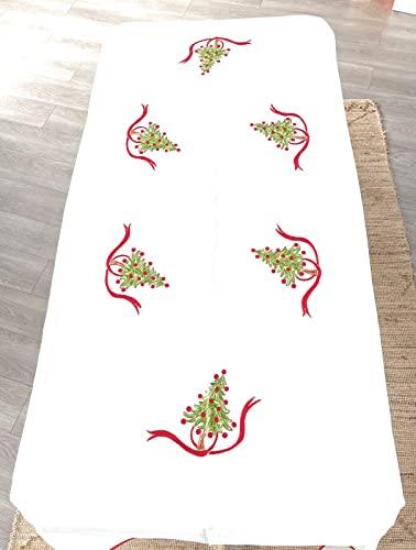 Nappe pur coton avec broderie de Noël - Sapin de Noël - Marika De Paola