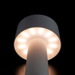 Lampada Mush Vesta da tavolo ricaricabile, nera con luce soffusa e design minimal per interni ed esterni raffinati