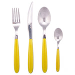 Set posate in acciaio con manico colorato giallo – eleganti e disponibili in varie tonalità