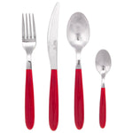 Set posate in acciaio con manico colorato rosso – eleganti e disponibili in varie tonalità