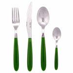 Set posate in acciaio con manico colorato verde – eleganti e disponibili in varie tonalità