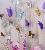 Set Funny Butterlies Vesta da 3 farfalle in cristallo acrilico colorato, misure diverse, decorazioni tridimensionali da parete o regalo elegante