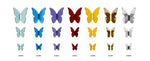 Set Funny Butterlies Vesta da 3 farfalle in cristallo acrilico colorato, misure diverse, decorazioni tridimensionali da parete o regalo elegante nei colori disponibili 
